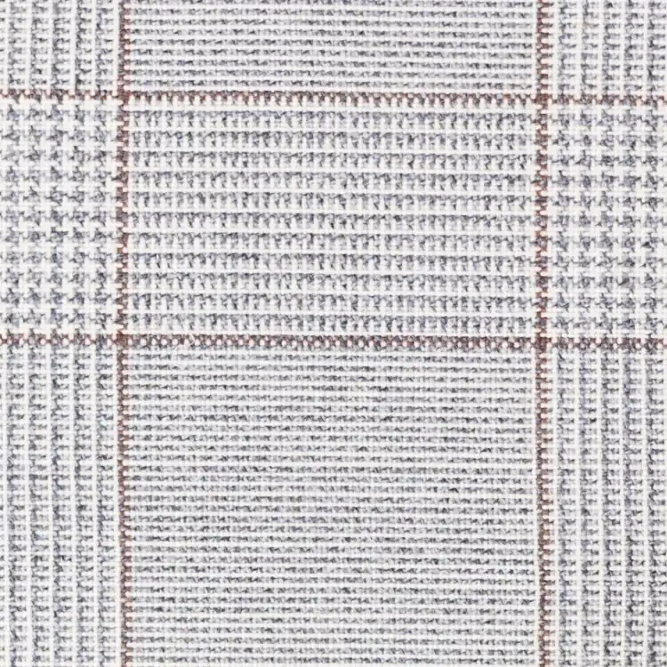 Silver with Brown Windowpane Tweed Fabric