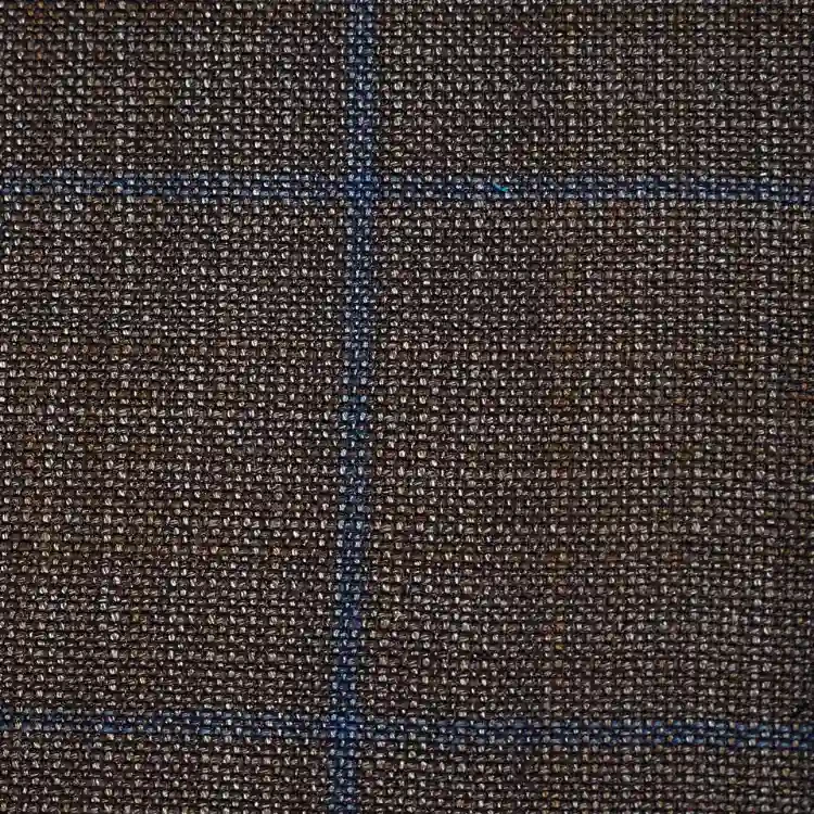Tan Brown with Cornflower Blue Windowpane